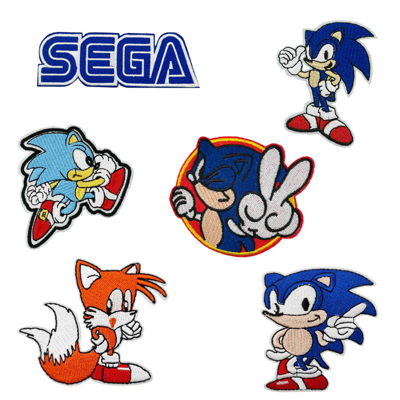 日本刺绣机制作 刺猬索尼克羽绒服牛仔衫补丁DIY徽章布贴