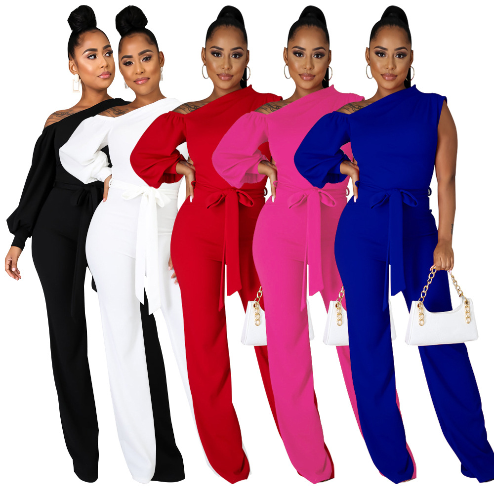 294g Weight Full Length Pants Length Polyester Fabric Type Mid Waist Waist Line Jumpsuits Pants Type Stretchy Elasticity Street Occasion Comfort Function Slim Fit Type Solid Color Pattern Summer, Spring Season Women's Gender Casual Style Women's Street Casual Solid Color Full Length Jumpsuits 无