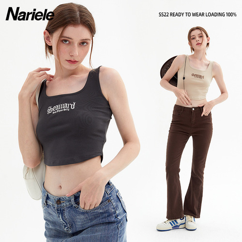 HeyHenry design niche letter camisole women's summer sweet and spicy outer wear slim short top