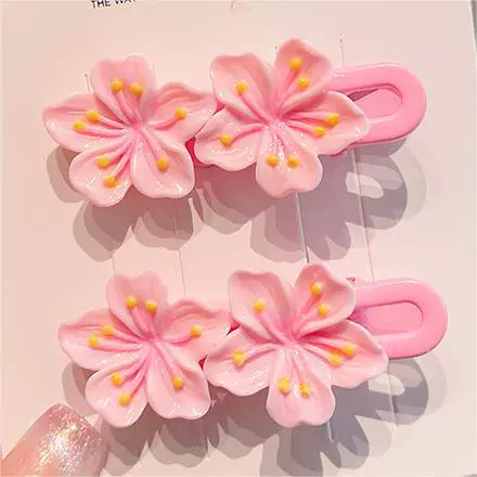 Аксессуары для волос: клипсы с цветами вишни и резинки, оттенок фуксии Sakura