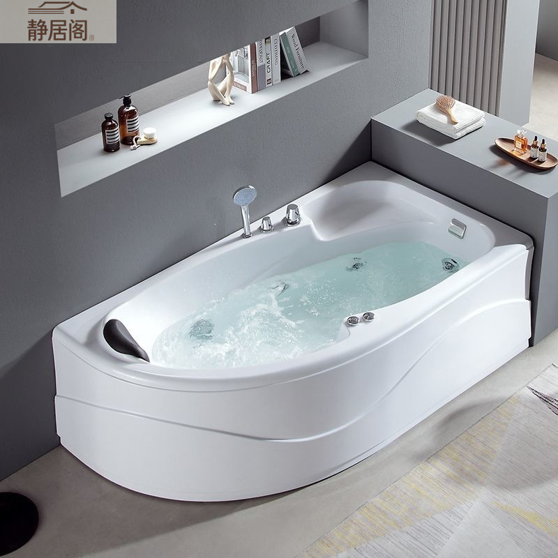 Triangular fan-shaped single-person bathtub, adult single-person bathtub, home-use small-sized massage bathtub with whirlpool function