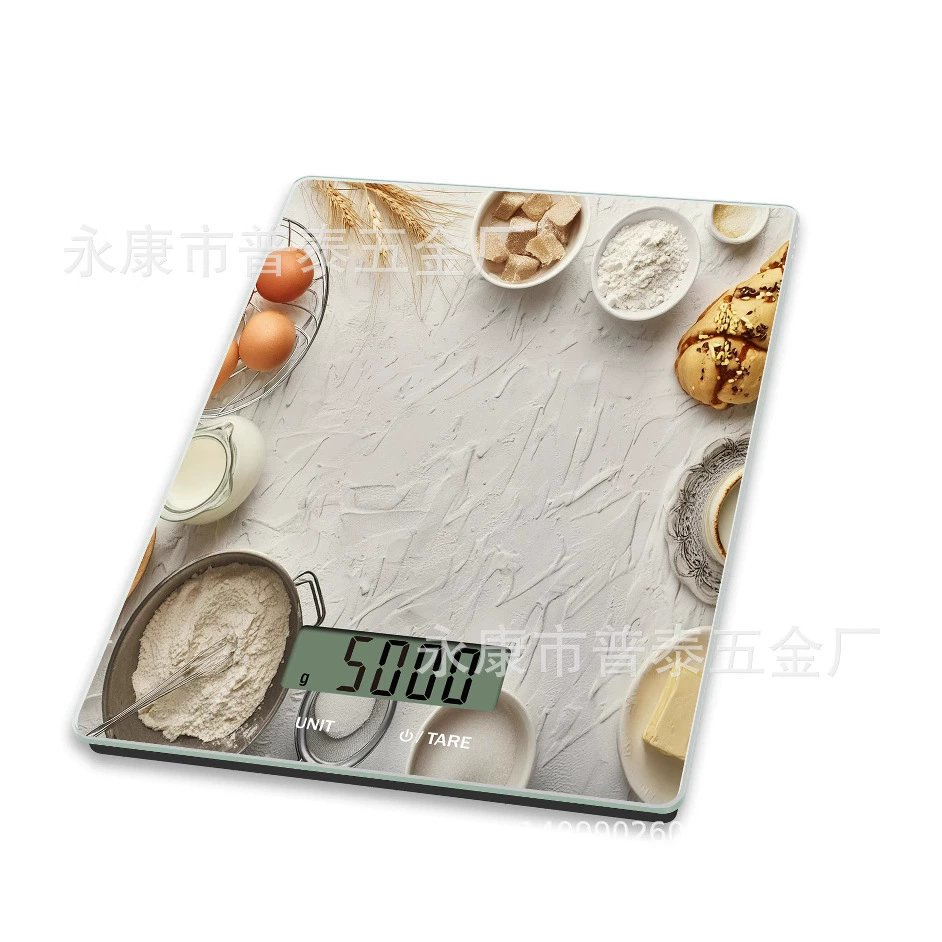 Кухонные электронные весы 5 кг из закаленного стекла для дома, для измерения веса муки, оптовая продажа для трансграничной торговли, точность 1 г