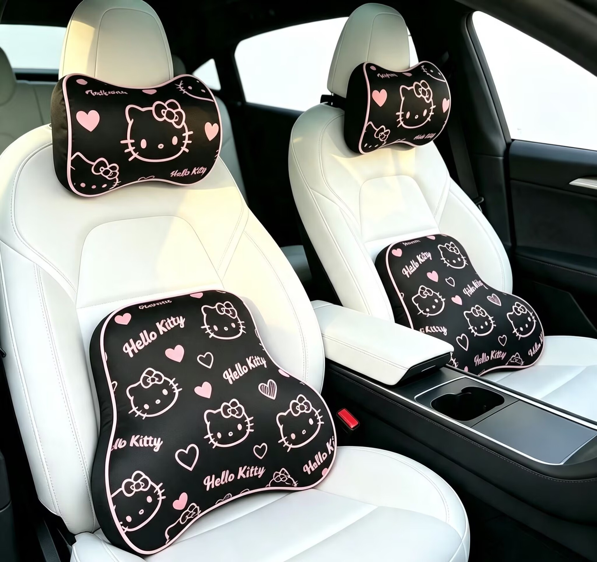 Car headrest memory foam headrest, lumbar support pillow, neck pillow, cute cartoon KT, universal for all seasons, headrest cushion for car