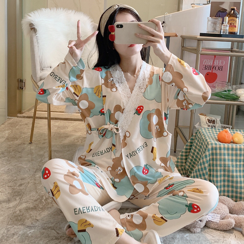 Spring and Autumn Maternity Pajamas for Women, Long-Sleeved Nursing Loungewear, Postpartum Maternity Wear, Popular Summer Style Spring and Autumn Maternity Pajamas for Women, Long-Sleeved Nursing Loungewear, Postpartum Maternity Wear, Popular Summer Style