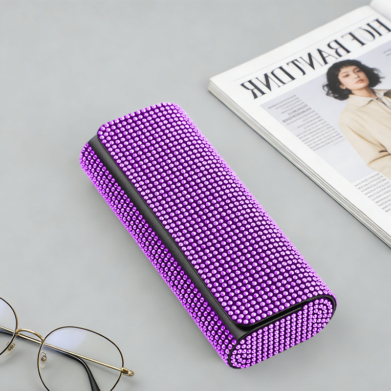 New Style Diamond-Encrusted Double Oval Glasses Case with a High-End Feel, Portable Anti-Pressure Sunglasses Case, Myopia Glasses Storage Box Wholesale