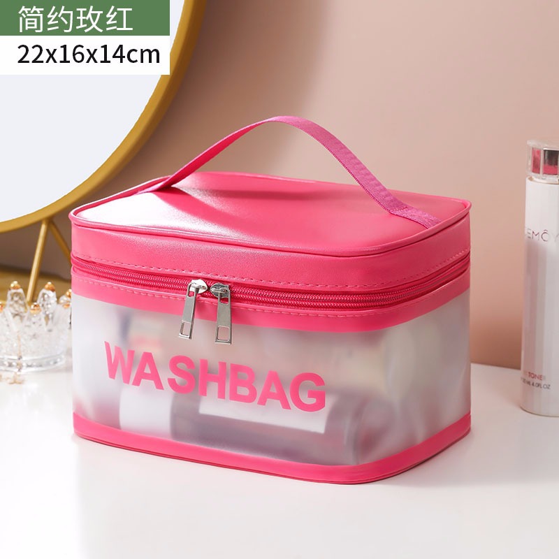 Bolsa de cosméticos transparente transfronteriza bolsa de almacenamiento impermeable de alta capacidad bolsa de lavado de maquillaje portátil PU