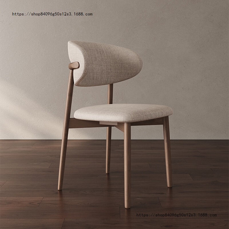 Scandinavian Solid Wood Dining Chair Home Modern Minimalist Designer Restaurant Chair Home Stool Fabric Soft Bag Backrest Chair