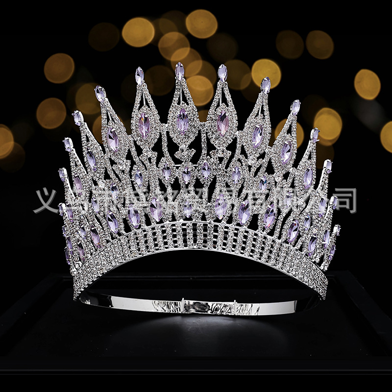 Europeo y Americano concurso de belleza popular etapa corona transfronteriza e-commerce tocado tamaño ajustable corona redonda de gran tamaño múltiples colores