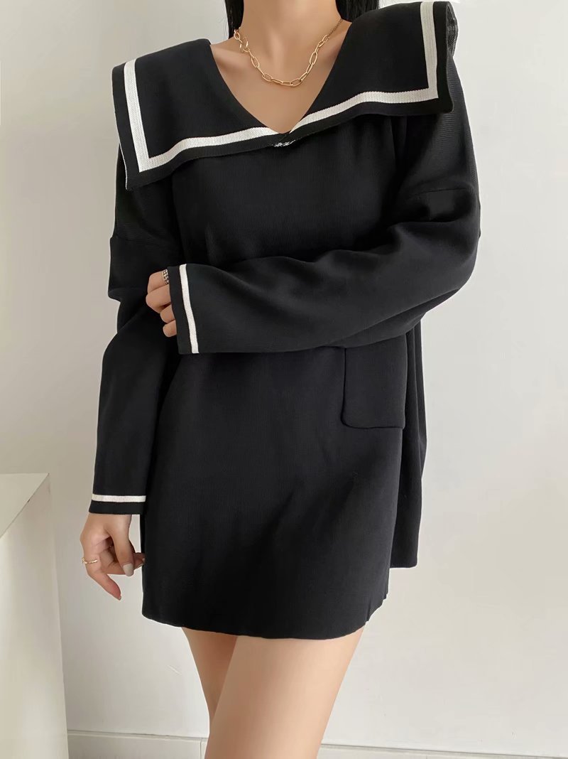 Middy collar knitted dress nihaostyles clothing wholesale NSAM81037