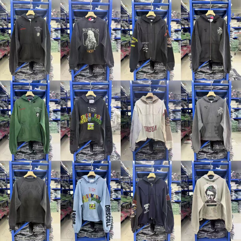 Cross-border European and American trendy brand casual loose-fit drop-shoulder vintage washed zipper hooded sweatshirt for men and women Cross-border European and American trendy brand casual loose-fit drop-shoulder vintage washed zipper hooded sweatshirt for men and women