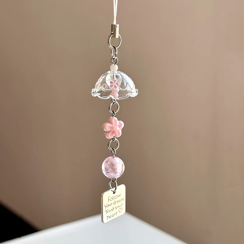 2026 New Cherry Blossom Wind Chime Mobile Phone Pendant Versatile Bag Camera Pendant Mobile Phone Chain Girls Cute and Sweet