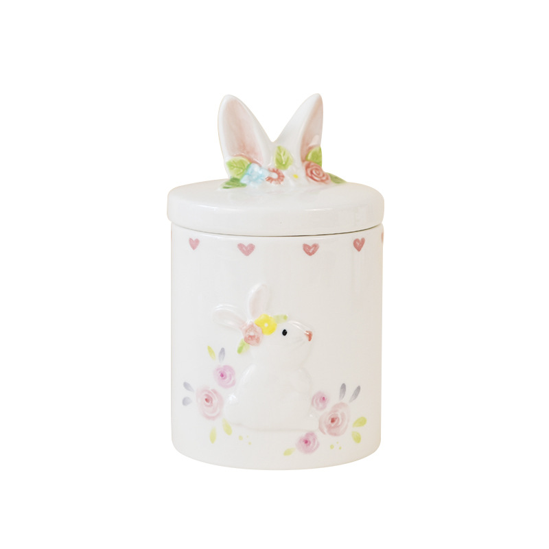 Bainanwell cerámica sellada tarro azúcar tarro creativo de almacenamiento de dulces tarro con tapa decoración merienda té almacenamiento