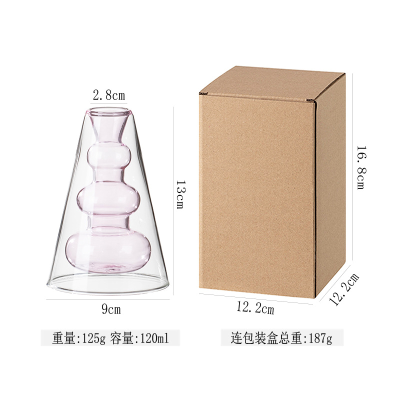 Jarrón de cristal de doble capa, adorno de estilo europeo, decoración de sala de estar cultivada en agua, recipiente para flores minimalista moderno nórdico, diseño creativo hidropónico