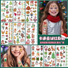 跨境新款圣诞节纹身贴儿童卡通圣诞老人麋鹿节日派对临时纹身贴纸