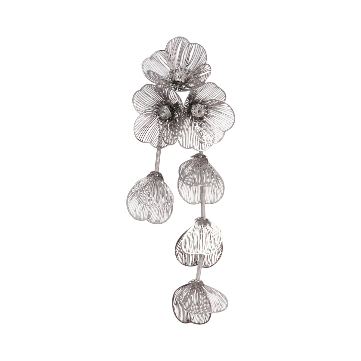 Europa y América retro transfronterizos diamantes huecos broches de flores de malla aire frío temperamento de moda lujoso ligero accesorios de alta calidad