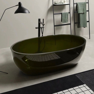 Double Oval 1.5m 6 7 8 Freestanding Transparent Crystal Resin Artificial Stone Bathtub Basin
