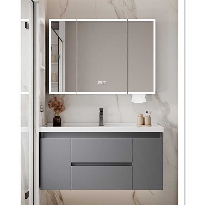 Gabinete de baño de aleación de poliestireno de abeja gruesa cerámica integral lavabo