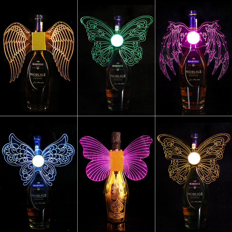 Bar champagne flash stick LED charging angel butterfly fluorescent light glowing nightclub foreign wine drinking atmosphere props