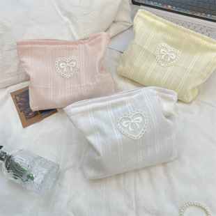 5331 Fresh Color Bow Cosmetic Bag Large Capacity Storage Bag Skin Care Products Fit Bag Shopping Clutch Bag