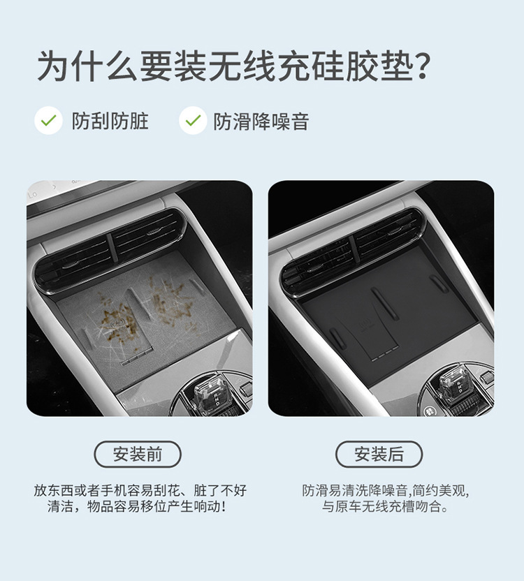 Suitable for 25 Models of the Seal 06Gt, Wireless Charging Silicone Anti-Slip Mat for the Center Console, Car Protection and Modification Accessories