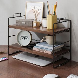 Multi-Layer Iron Desk Small Shelf Simple Storage Rack Bookshelf Office Desktop Organizing Storage Rack Home Table
