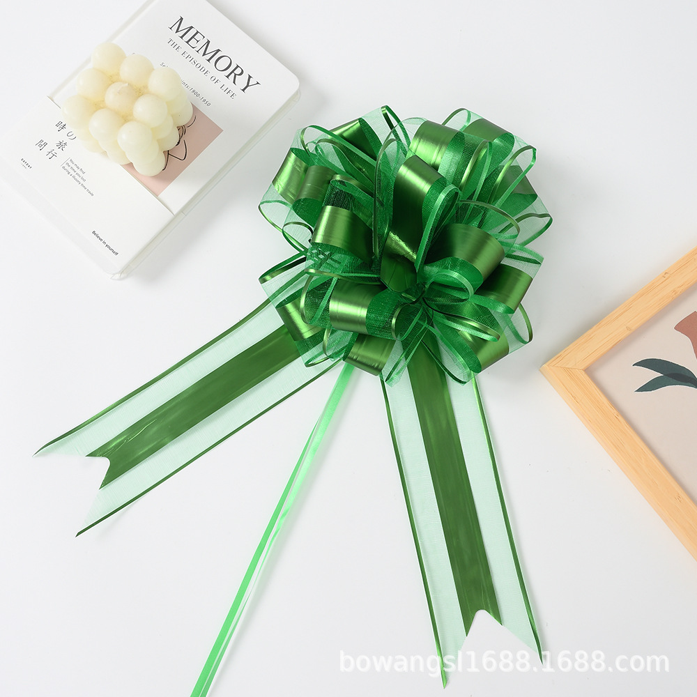 Transfronterizo tamaño extra 6.4 mate alargado tela de nieve dibujo de flores de boda cesta de frutas abierta decoración esférica dibujo de flores cinta