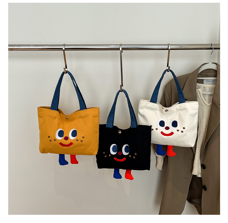 ins mini canvas bag, cute peach tote bag, Korean girl snack bento small bag canvas bag wholesale undefined