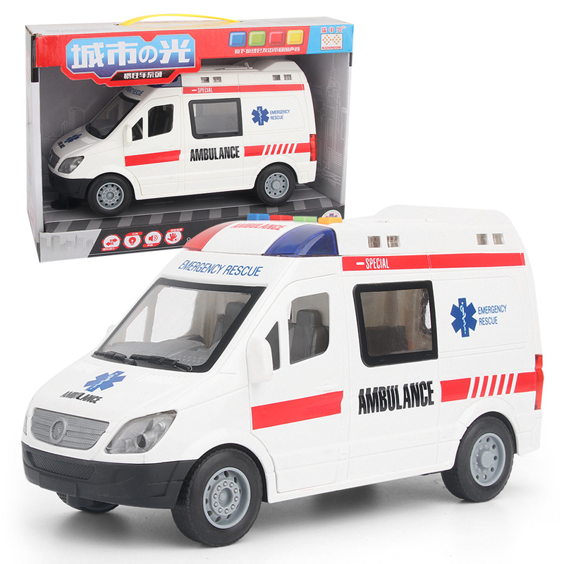 Cross-border Amazon toys large light music inertia toys car ambulance boy car model toy stall