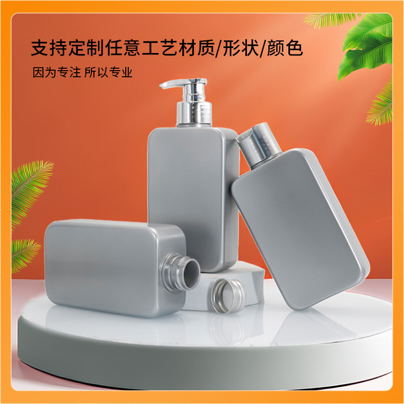 Botella de champú personalizada al por mayor de 300 ml, botella plana de plástico PET, botella de gel de ducha, botella de acondicionador, botella de loción corporal, botella de desinfectante de manos