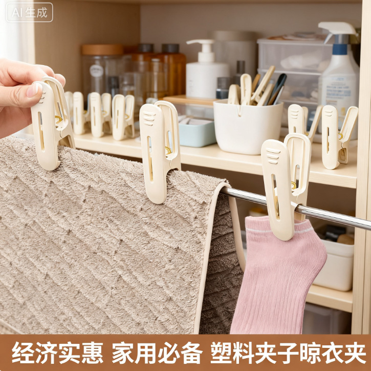 Plastic Clips for Clothes Drying, Household Non-Marking Clips for Socks, Windproof Fixing Clips for Clothes, Towels, Bed Sheets, and Quilts