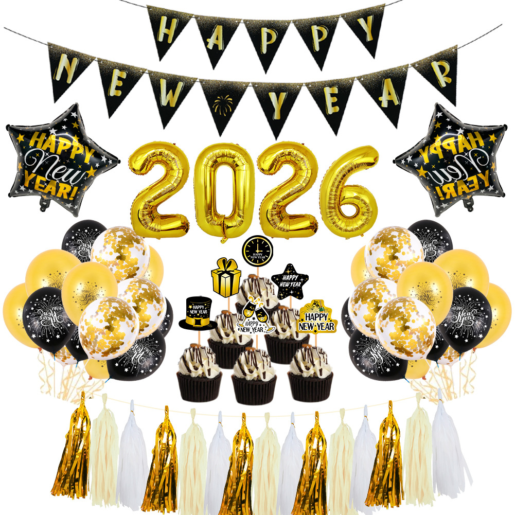 Decoración de fiesta para el Año Nuevo de Amazon 2025, arreglo de globos de látex de feliz año nuevo, globos de Año Nuevo