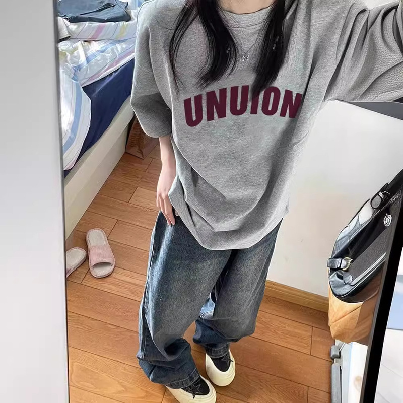 American Retro Shoulder Short-sleeved T-shirt Female Couple Summer 2024 New Design Sense Niche Hong Kong Style Half-sleeved Top