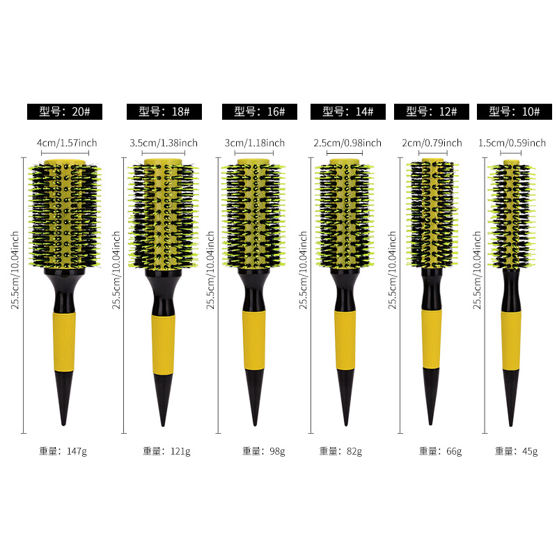 Amazon popular tubo de aluminio de cerdas de nylon rodillo brasileño peine cilindro Pelo Rizado rodillo peine hebilla interior forma peluquería peine