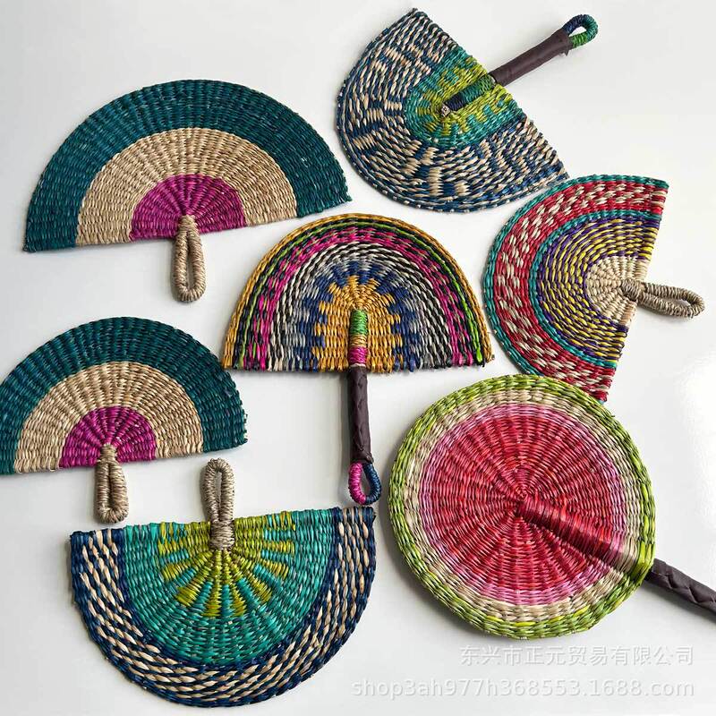 Vietnam Straw Fan Handmade Seagrass Fan Woven Wall-Hanging African Element lins Wind Decorative Fan Summer Hand-Rocked Fan