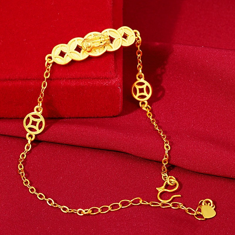 Brass bracelet, chain, retro coins, Birthday gift