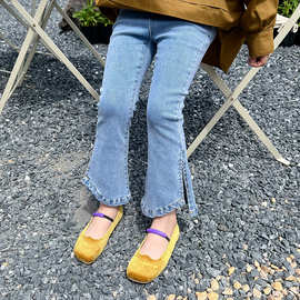 2022秋装新品韩版女童浅蓝色牛仔裤女宝宝休闲喇叭裤儿童长裤K289