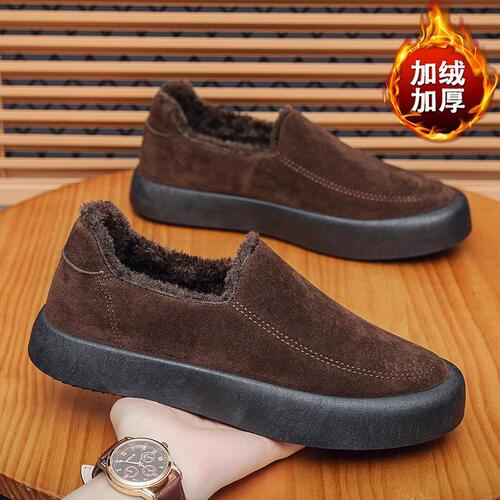 Winter new style fashionable velvet warm outdoor slip-on casual low-cut all-match wear-resistant men's fashionable shoes