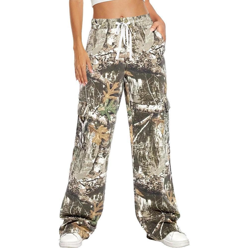 American Street Style Large Pocket Cargo Casual Pants Cross-Border Foreign Trade Personalized Printed Camouflage Floor-Length Loose Straight Trousers