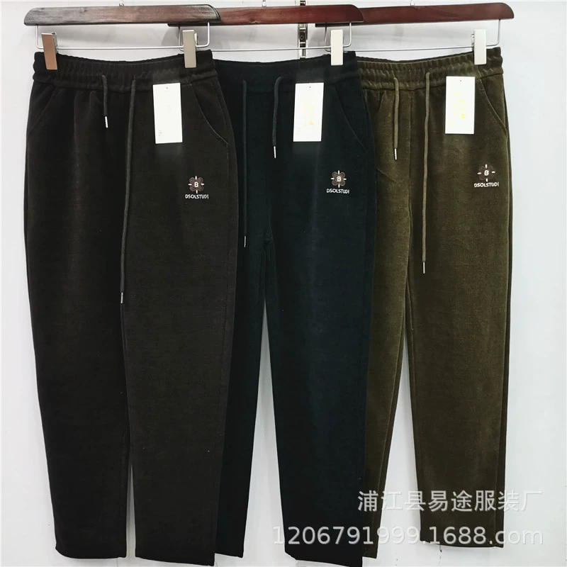 Новые брюки из вельвета на шнурке, осень-зима 2024, повседневные, широкие, вельветовые, европейские, прямые, из хлопка