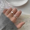 Set, small design brand ring, light luxury style, trend of season, simple and elegant design, on index finger