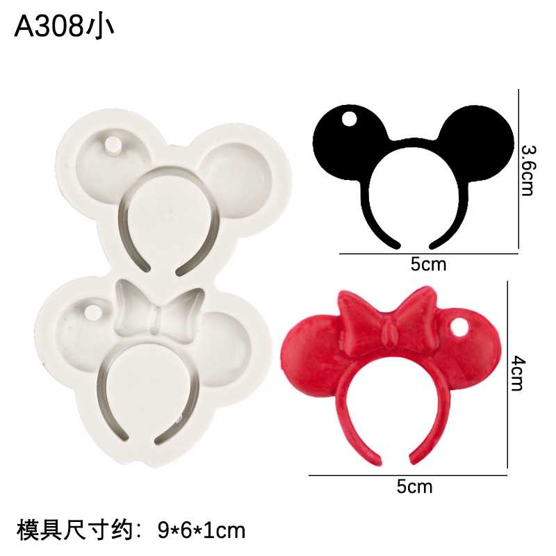Dos piezas de Mickey horquilla molde de silicona arcilla cerámica suave accesorios de epoxi accesorios de fabricación de llaveros