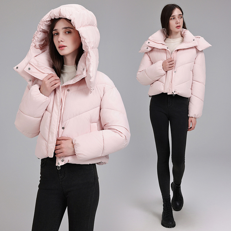 British-style 2026 winter new collection: fluffy women’s hooded cotton coat, fashionable and versatile, with a detachable hood, a warm outerwear jacket
