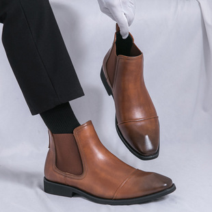 Cross-border New Autumn and Winter Chelsea Boots Men's Fashion Simple Classic Leg Leather Boots British Business Casual Short Boots