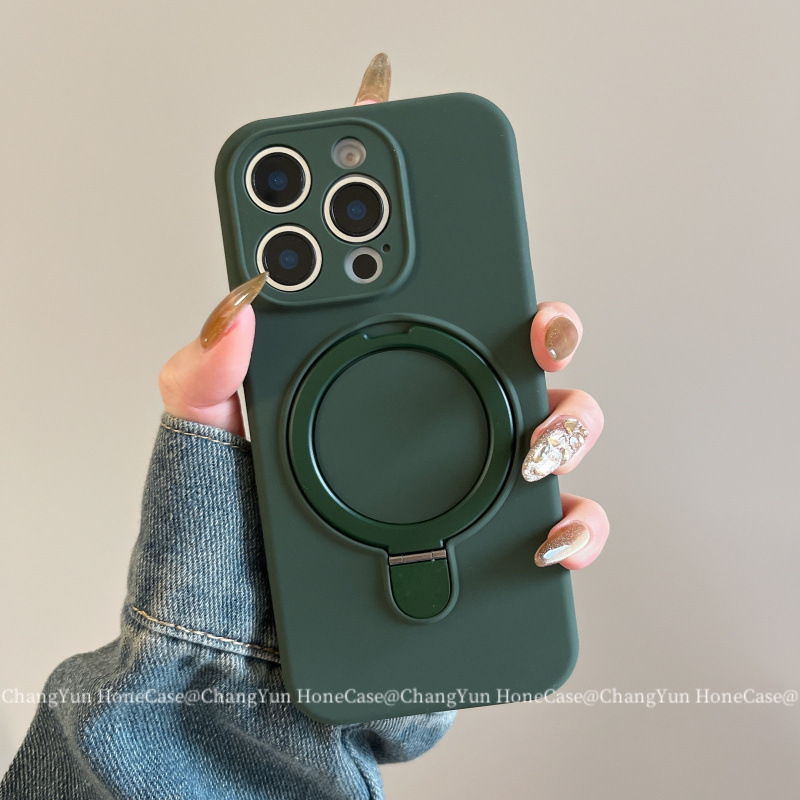 TechGlobe TechGlobe Magnetic Stand Compatible With 16 Liquid Silicone Phone Case IPhone 15 Pro Shockproof 14 Dirt-resistant 13 Simple_voghion.com