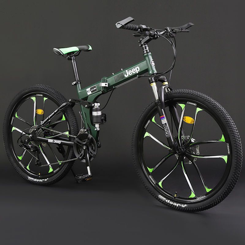 Folding Bicycle Double Shock Absorption Mountain Bike Disc Brake Adult Men's and Women's Variable Speed Racing God of War