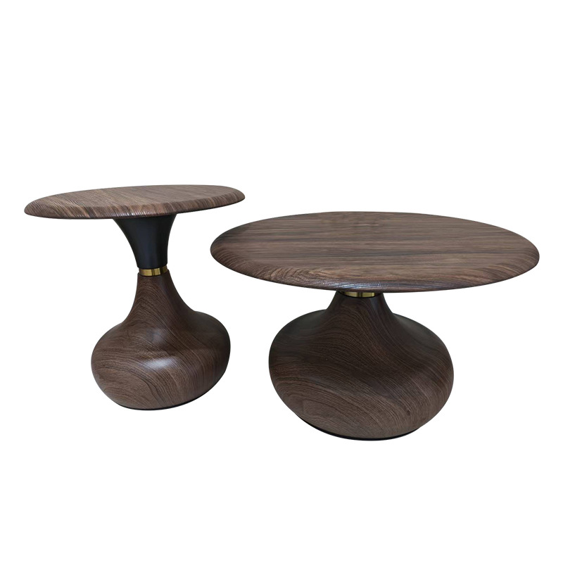 Luz de lujo hierro forjado mesa de té redonda vidrio temperado combinación de diseño de sala de estar modelo de pequeña casa mesa de té creativa