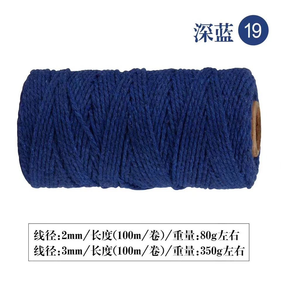 Fábrica al por mayor de 2mm color gancho bolsa tejida a mano DIY etiqueta de color hilo de algodón cuerda de encuadernación