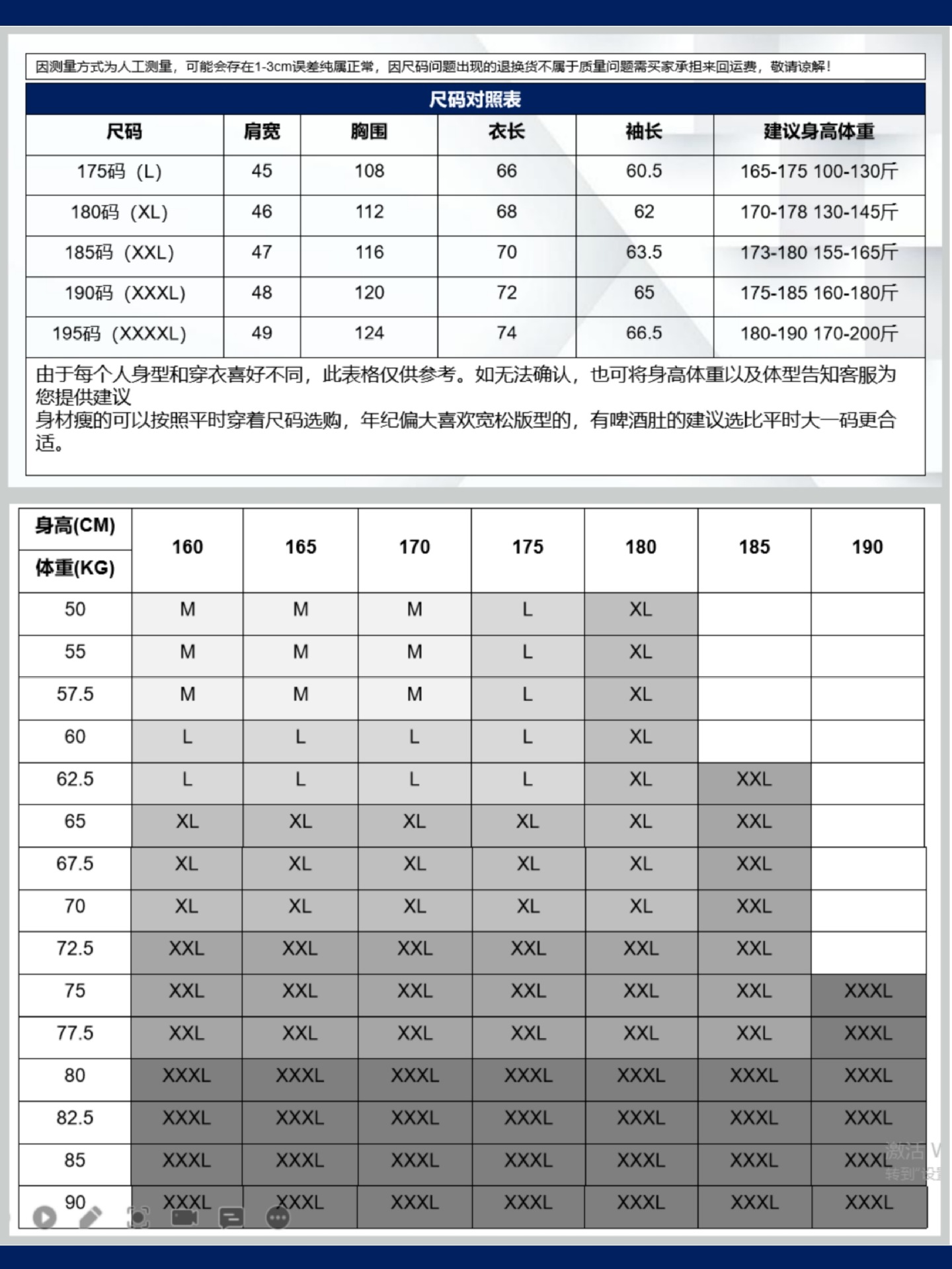 最新尺码表了吧