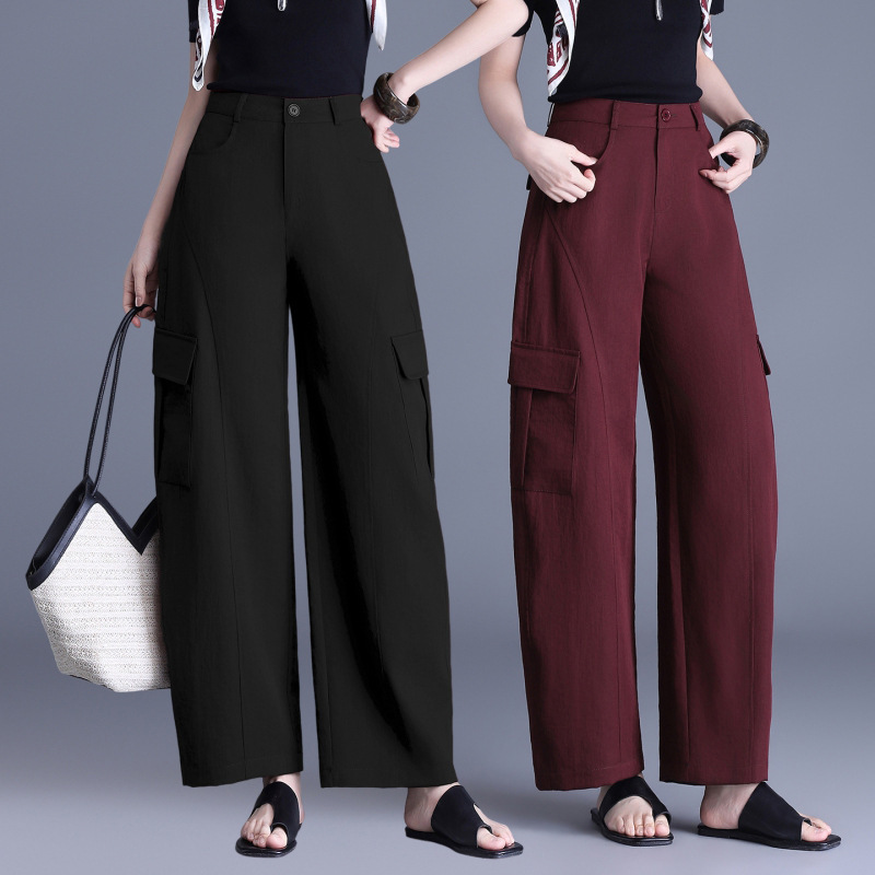 Burgundy American-Style Workwear Wide-Leg Pants for Women, 2026 Spring/Summer New High-Waisted Slimming Design, Drapey Sports Casual Pants Burgundy American-Style Workwear Wide-Leg Pants for Women, 2026 Spring/Summer New High-Waisted Slimming Design, Drapey Sports Casual Pants
