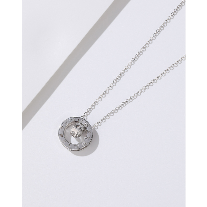 Collar digital romano de las mujeres de plata esterlina 925 Luz de lujo nicho 2023 nuevo anillo colgante de alta calidad de cadena de clavícula